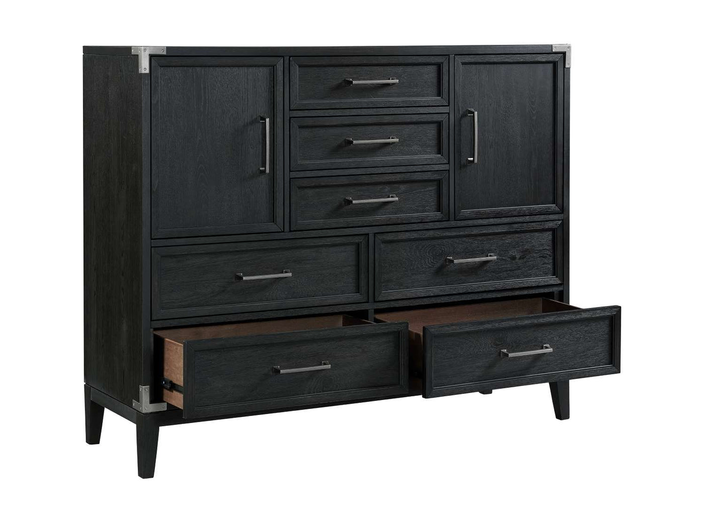 Laguna 7 Drawer 2 Door Master Chest - Weathered Oak, Black