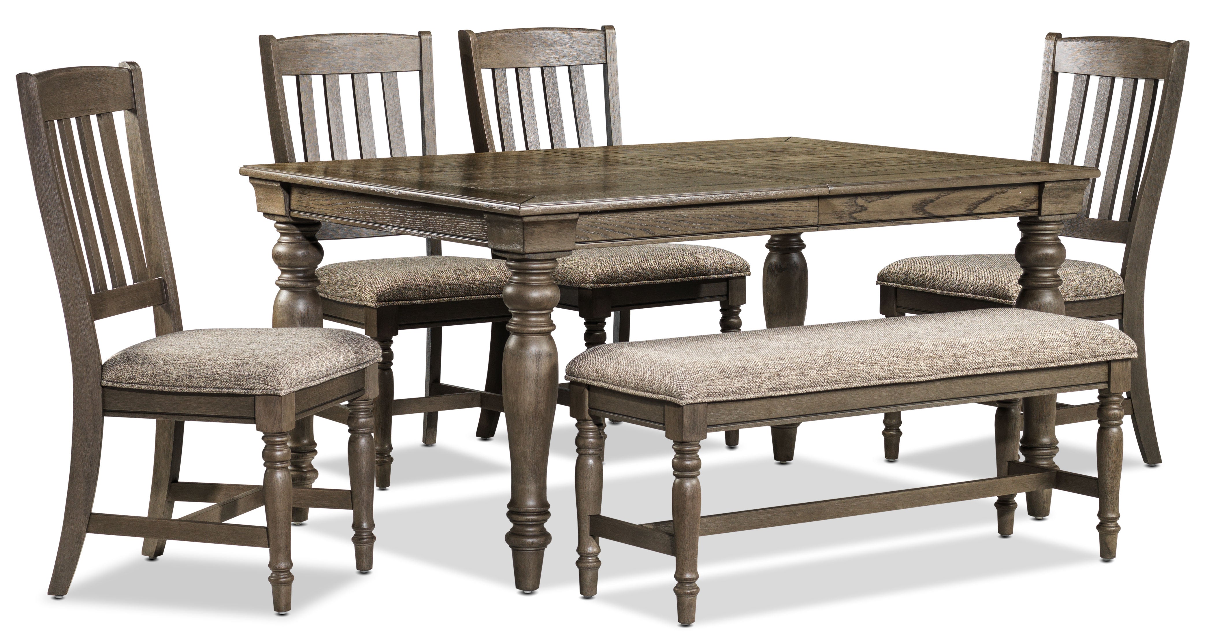 Bilboa 6-Piece Dining Room Set with Bench - Roasted Oak