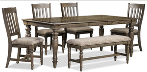 Bilboa 6-Piece Dining Room Set with Bench - Roasted Oak