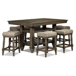 Bilboa 7-Piece Counter Height Dining Room Set with 6 Counter Backless Stools - Roasted Oak