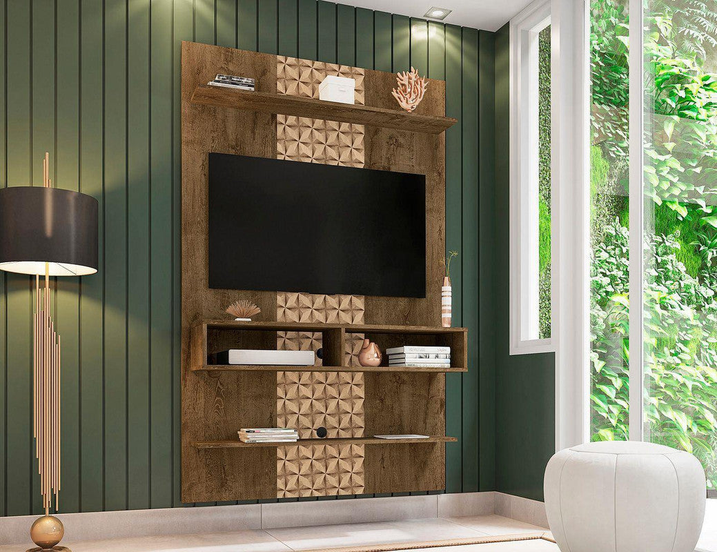 Cingoli Floating Entertainment Centre - Rustic Brown/3D Brown Print