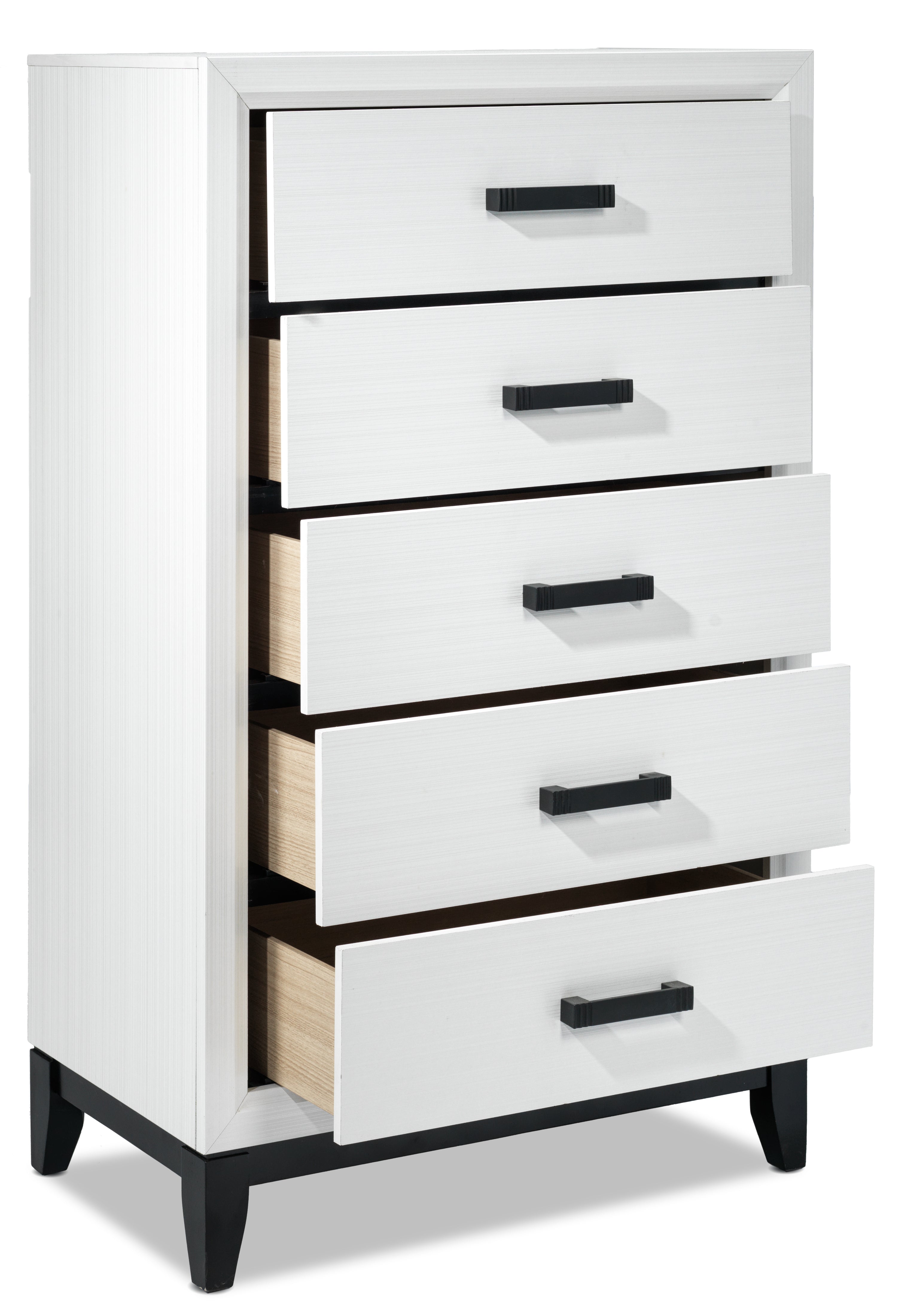 Frost 5 Drawer Chest - White, Black