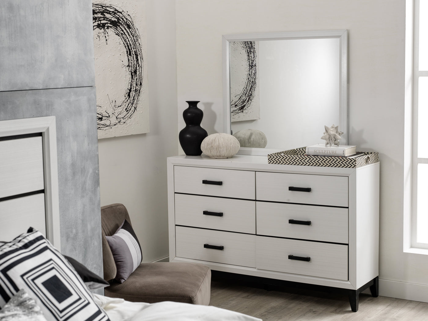 Frost 6 Drawer Dresser - White, Black