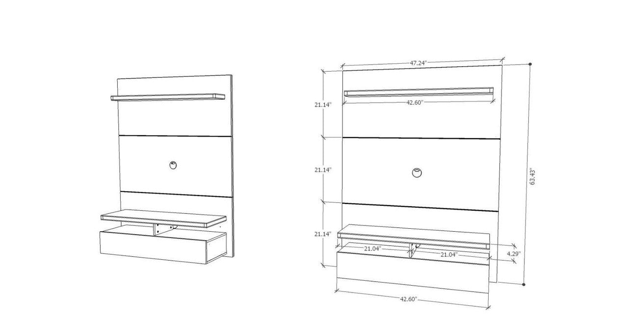 Lavo 47.5" Floating Wall Theater Entertainment Centre - Maple Cream