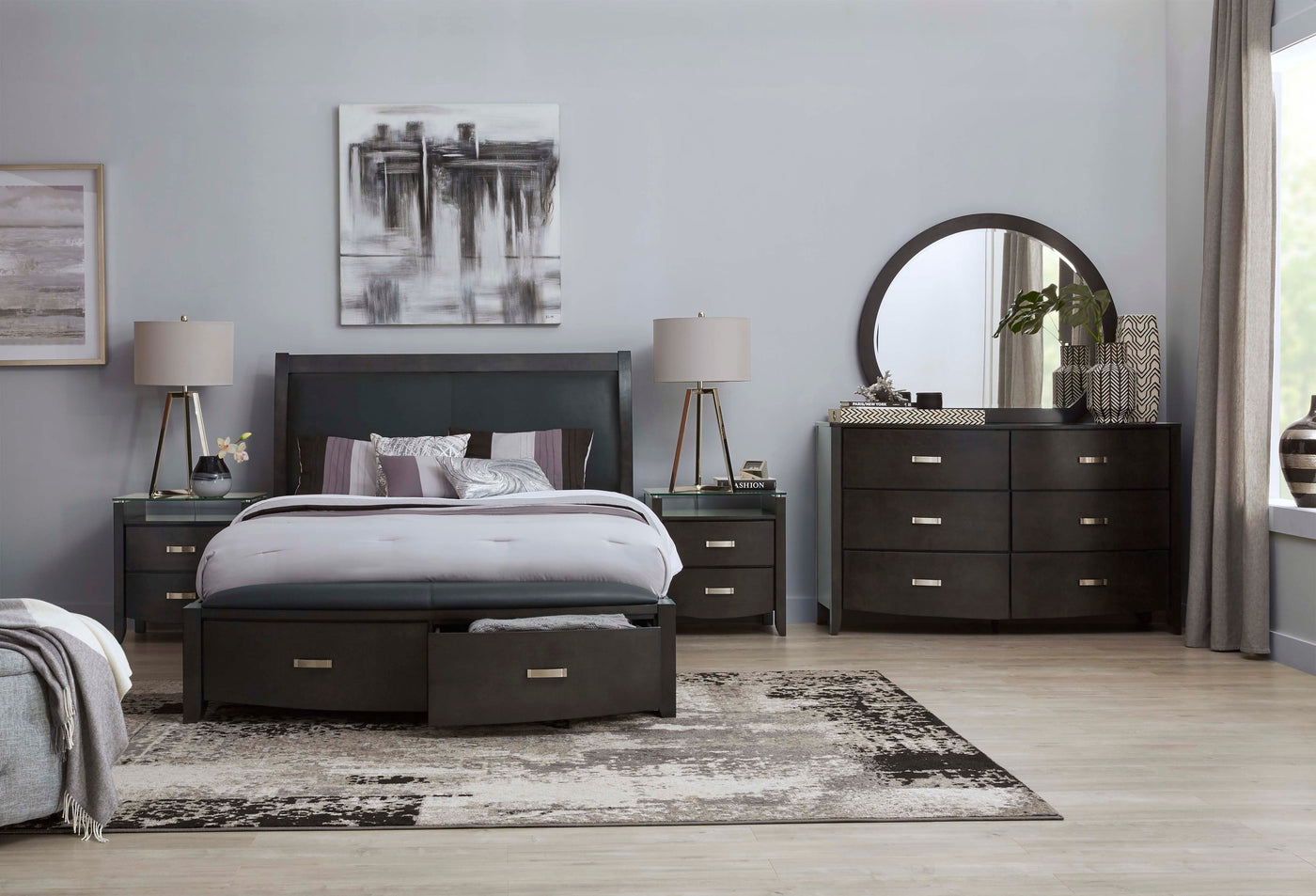 Cinema 6-Piece Queen Storage Bedroom Set - Charcoal