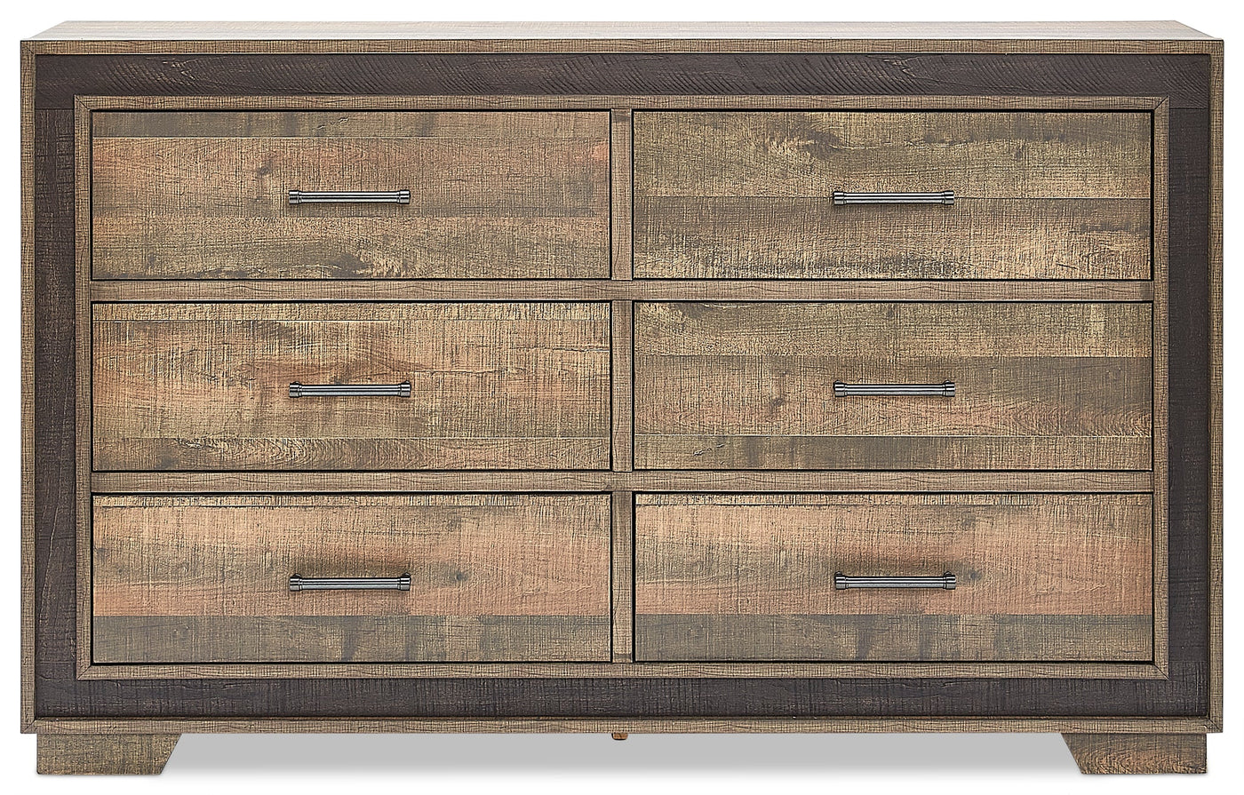Orlando 6 Drawer Dresser - Weathered Brown