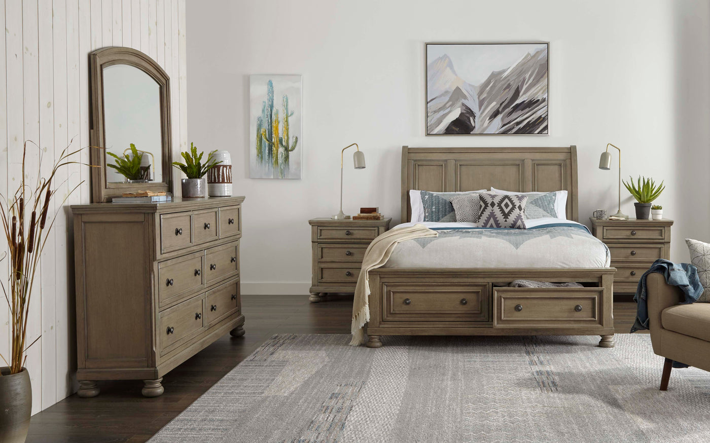 Windchester 6-Piece Queen Storage Bedroom Set - Grey
