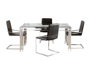 Jasmine 5-Piece Dining Set - Glass, Chrome, Dark Grey