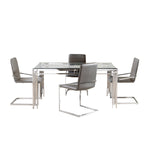 Jasmine 5-Piece Dining Set - Glass Chrome, Grey