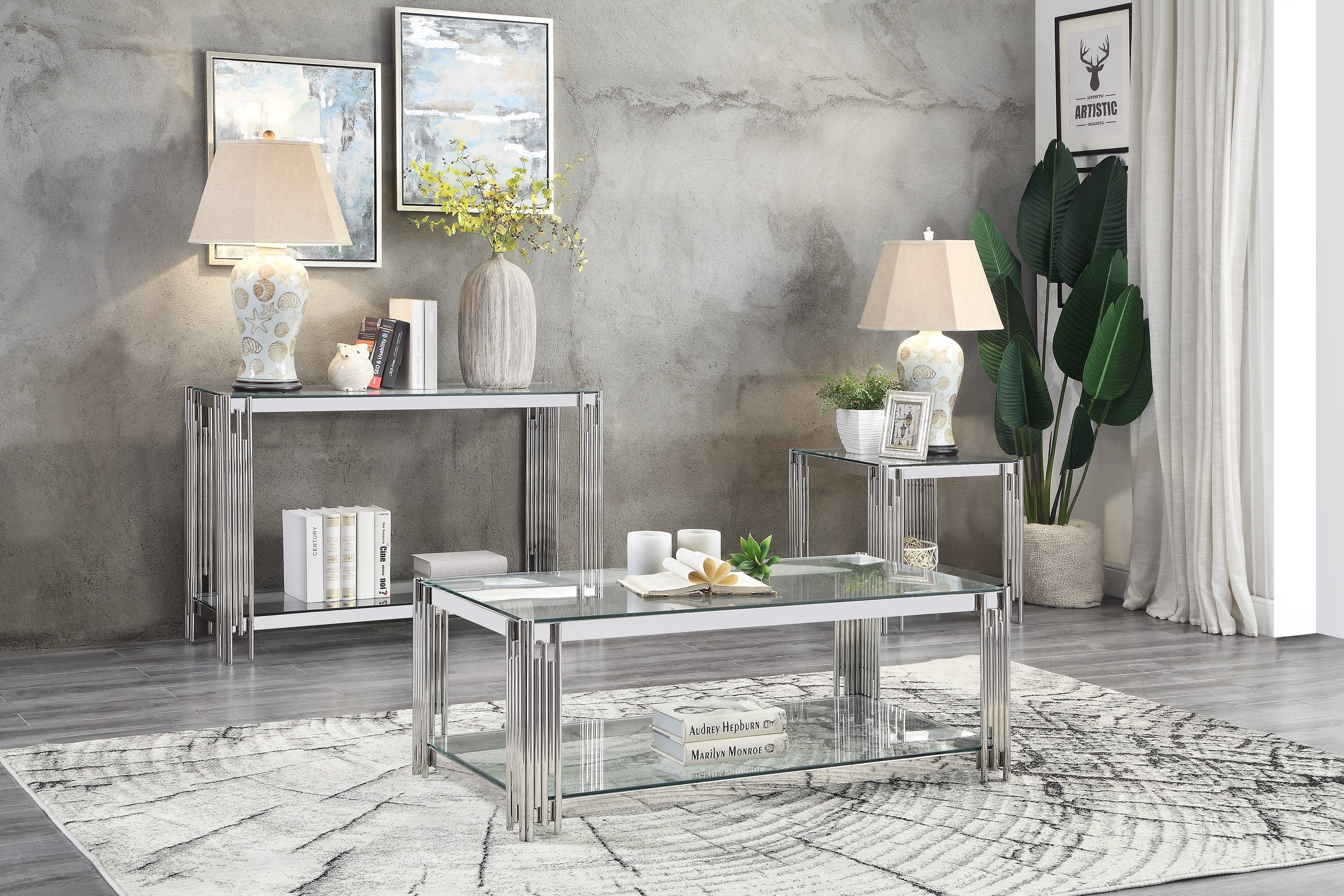 Liana Coffee Table - Glass and Stainless Steel