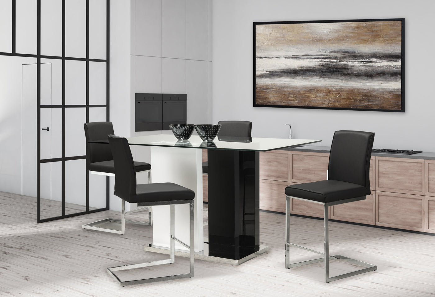 Atlas 5-Piece Counter Height Dining Set - Black, White