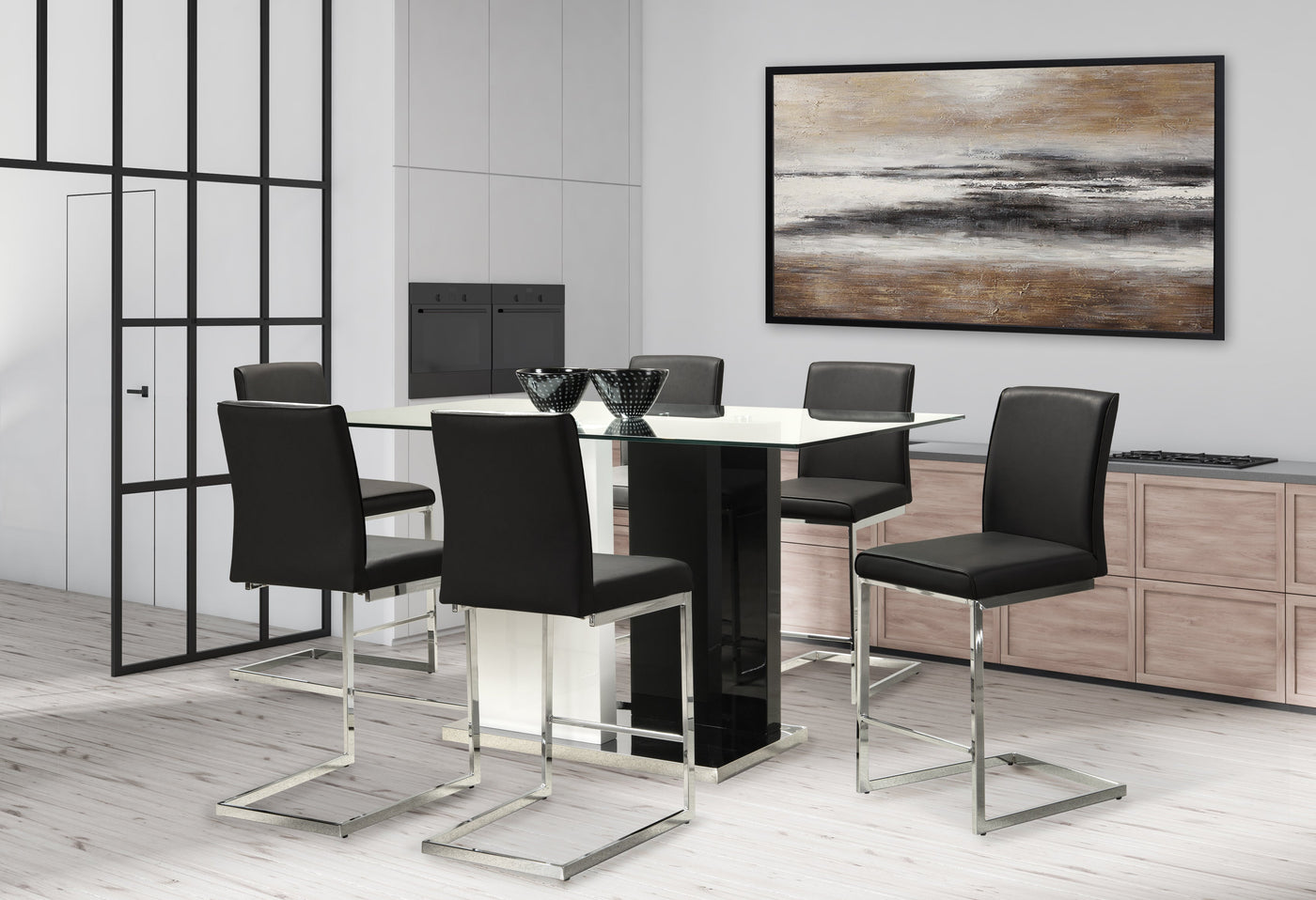 Atlas 7-Piece Counter Height Dining Set - Black, White