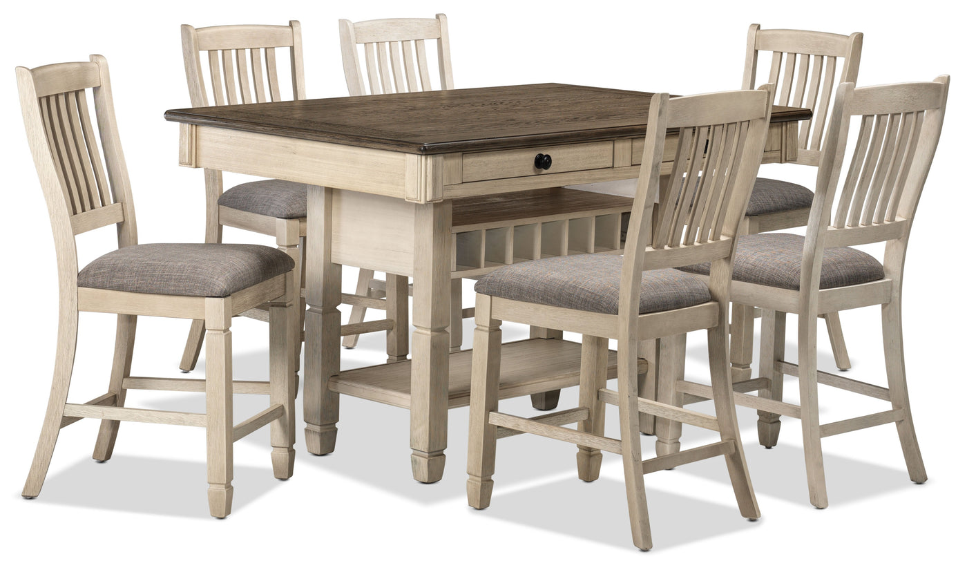 Harold 7-Piece Counter-Height Dining Set - Antique White