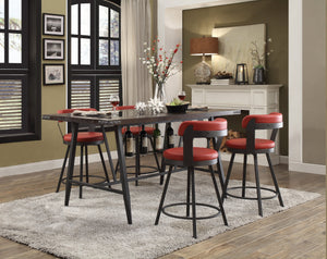 Appert 5-Piece Counter Height Dining Set - Metal, Red
