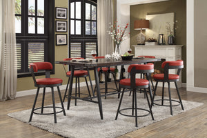 Appert 7-Piece Counter Height Dining Set- Metal, Red