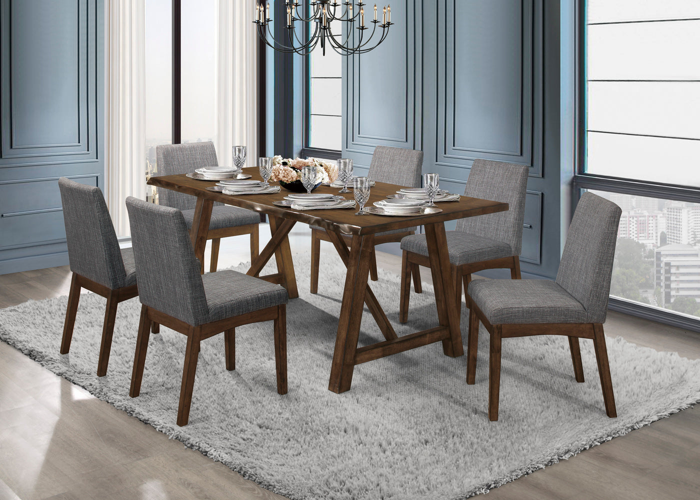 Whittaker 7-Piece Dining Set - Brown