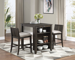 Daye 3-Piece Counter-Height Dining Set - Dark Cherry, Beige