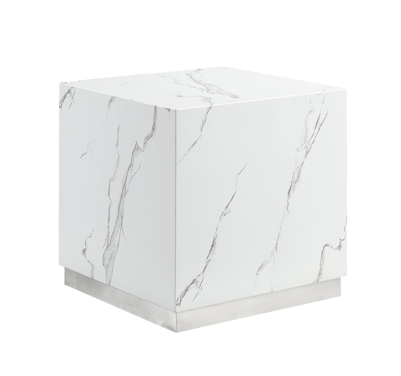 Helios End Table - White Marble and Silver
