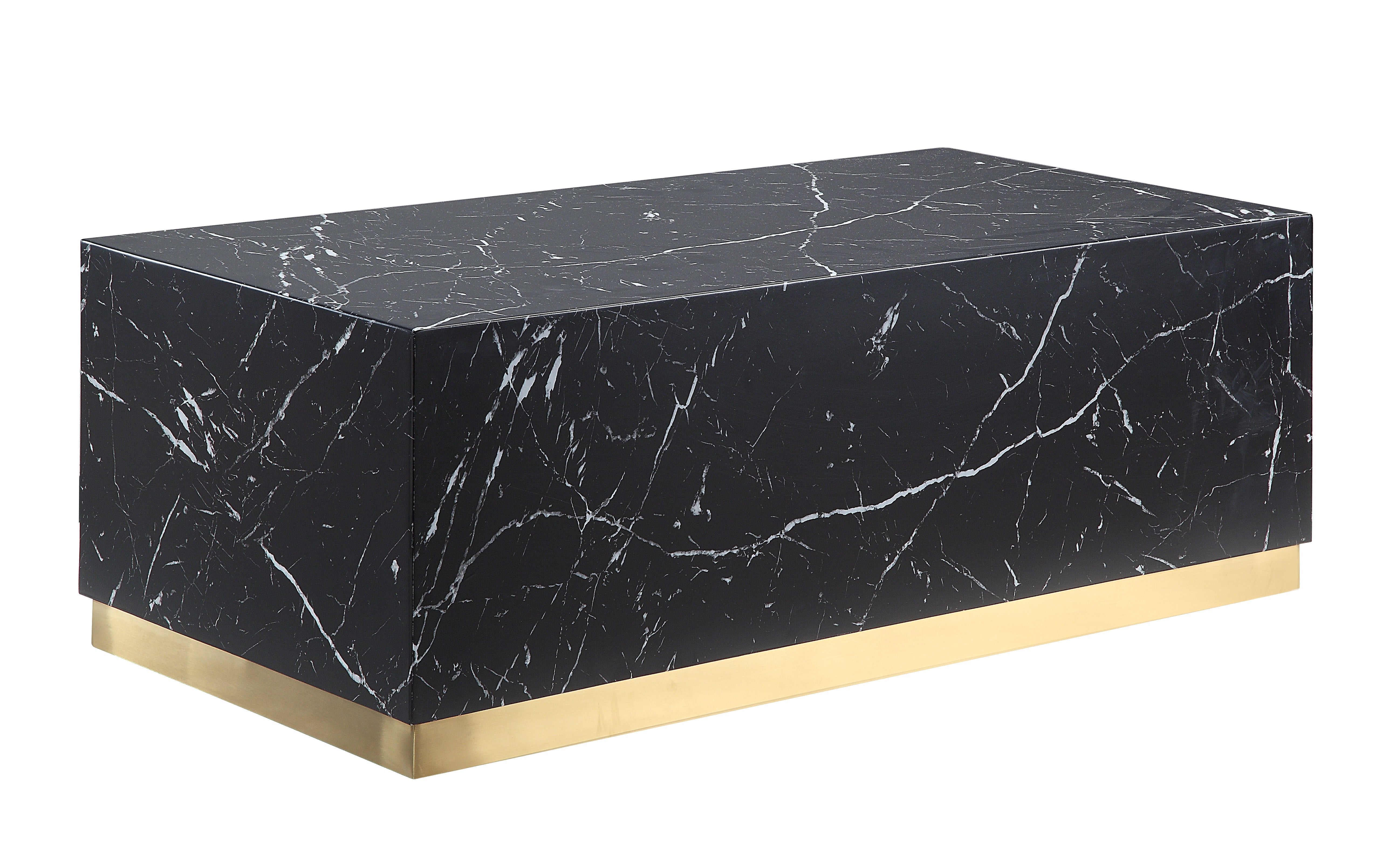 Helios Rectangle Coffee Table - Black Marble and Gold