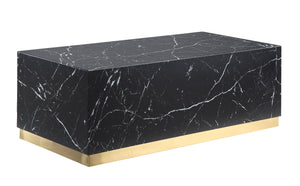 Helios Rectangle Coffee Table - Black Marble and Gold