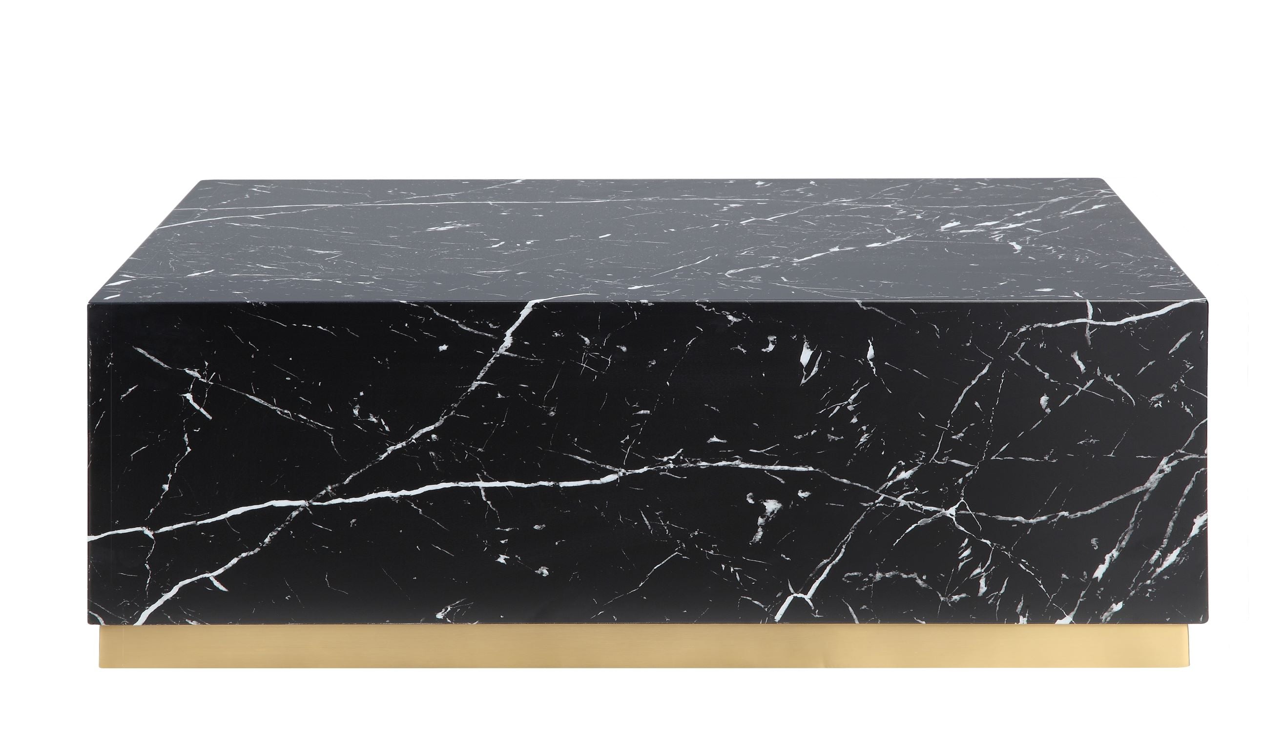 Helios Rectangle Coffee Table - Black Marble and Gold