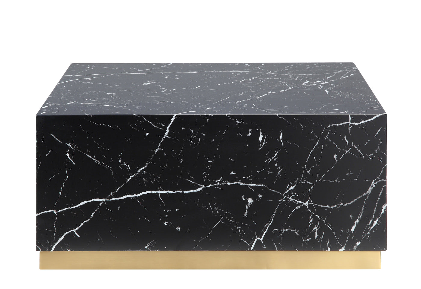 Helios 30" Square Coffee Table - Black Marble and Gold