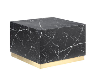 Helios 24" Square Coffee Table - Black Marble and Gold