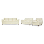 Leonardo Leather Sofa, Loveseat and Chair Set - Cream