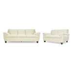 Leonardo Leather Sofa and Loveseat Set - Cream