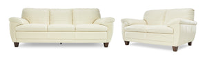 Leonardo Leather Sofa and Loveseat Set - Cream