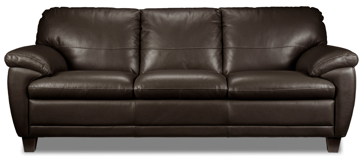 Leonardo Leather Sofa and Chair Set - Brown