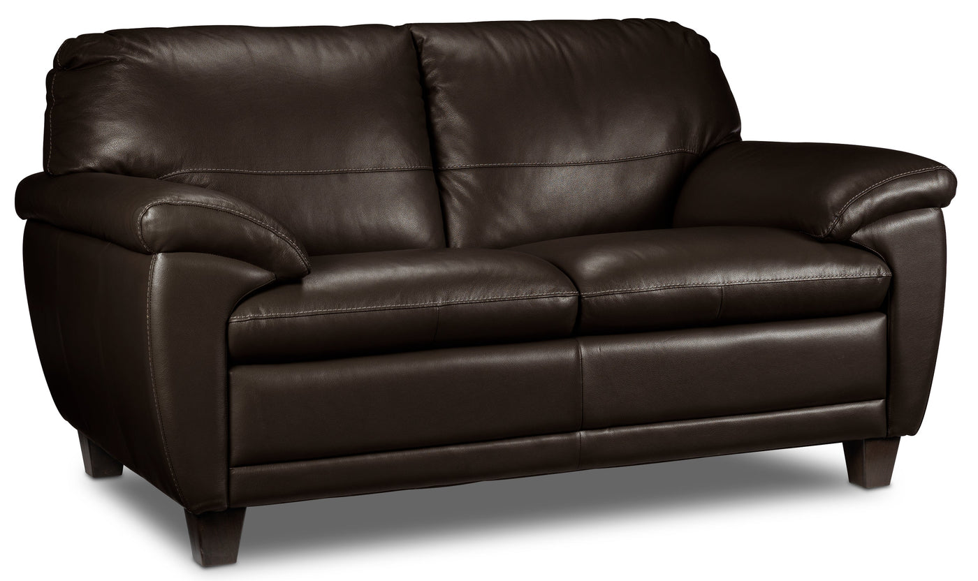Leonardo Leather Loveseat - Brown