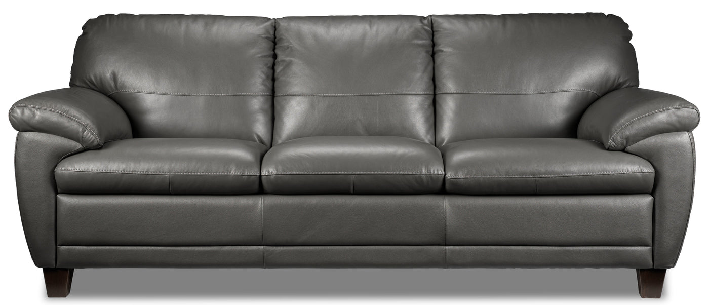 Leonardo Leather Sofa and Loveseat Set - Grey