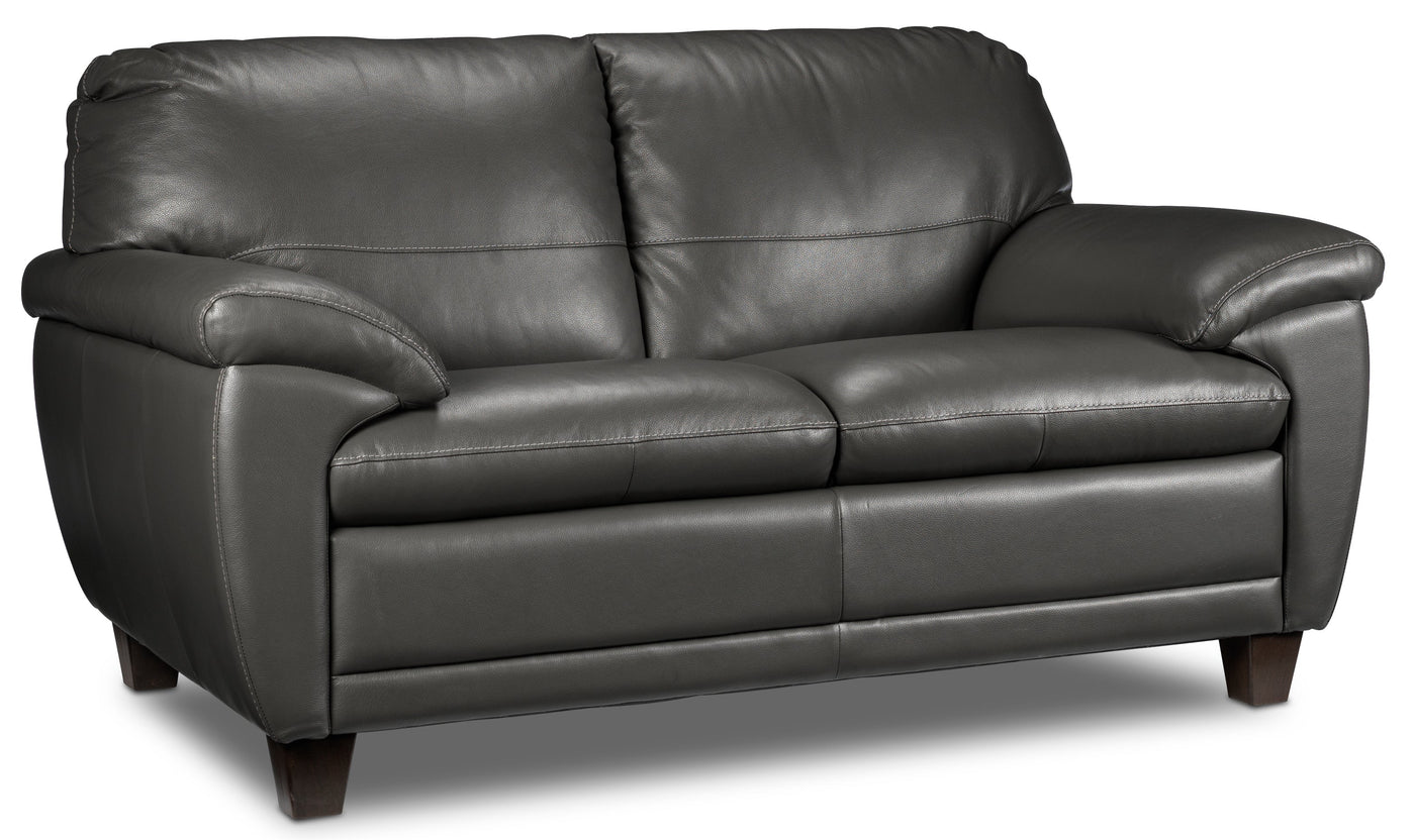 Leonardo Leather Loveseat - Grey