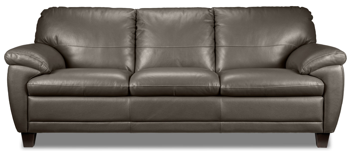 Leonardo Leather Sofa and Chair Set - Taupe