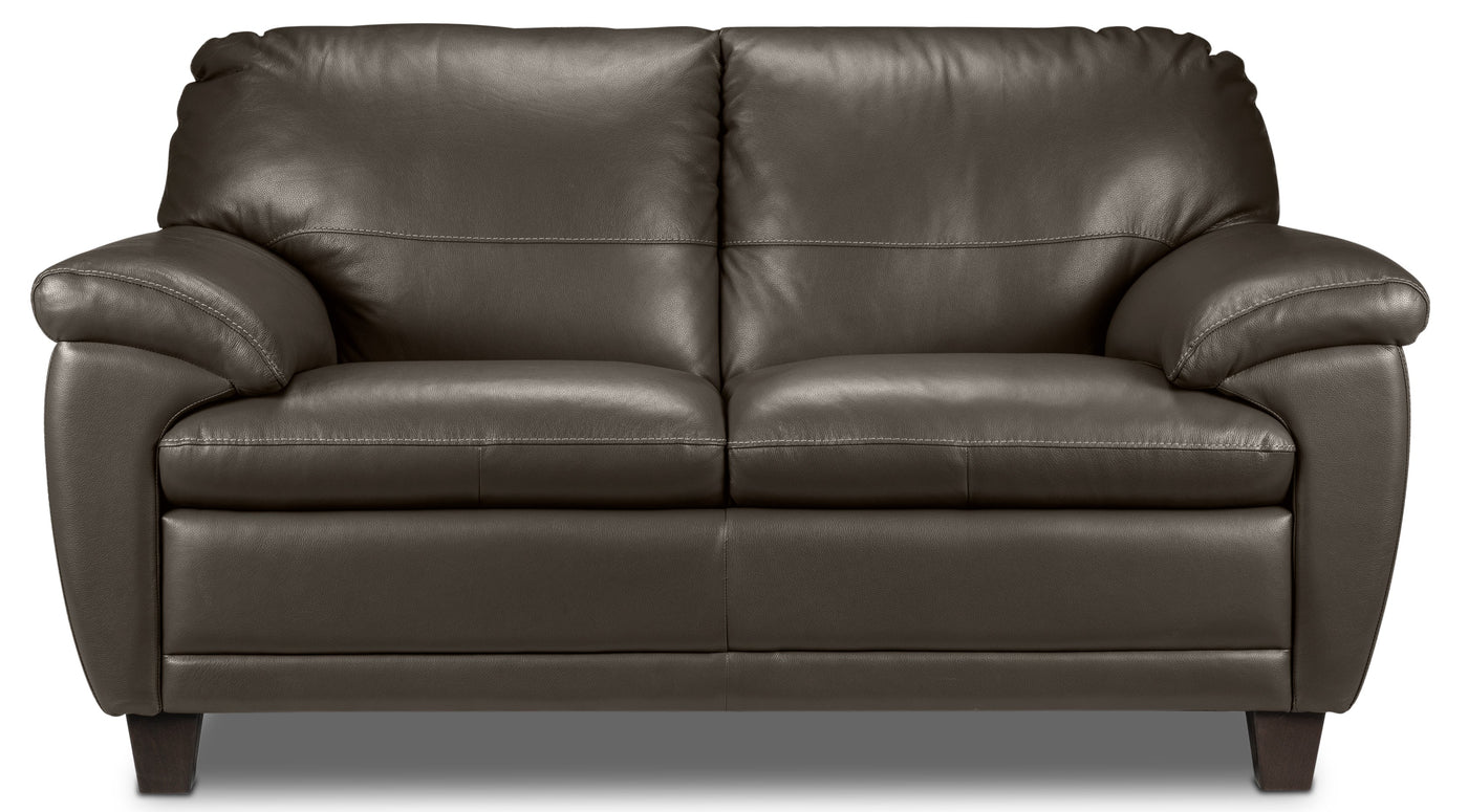 Leonardo Leather Sofa, Loveseat and Chair Set - Taupe