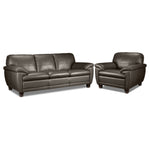 Leonardo Leather Sofa and Chair Set - Taupe