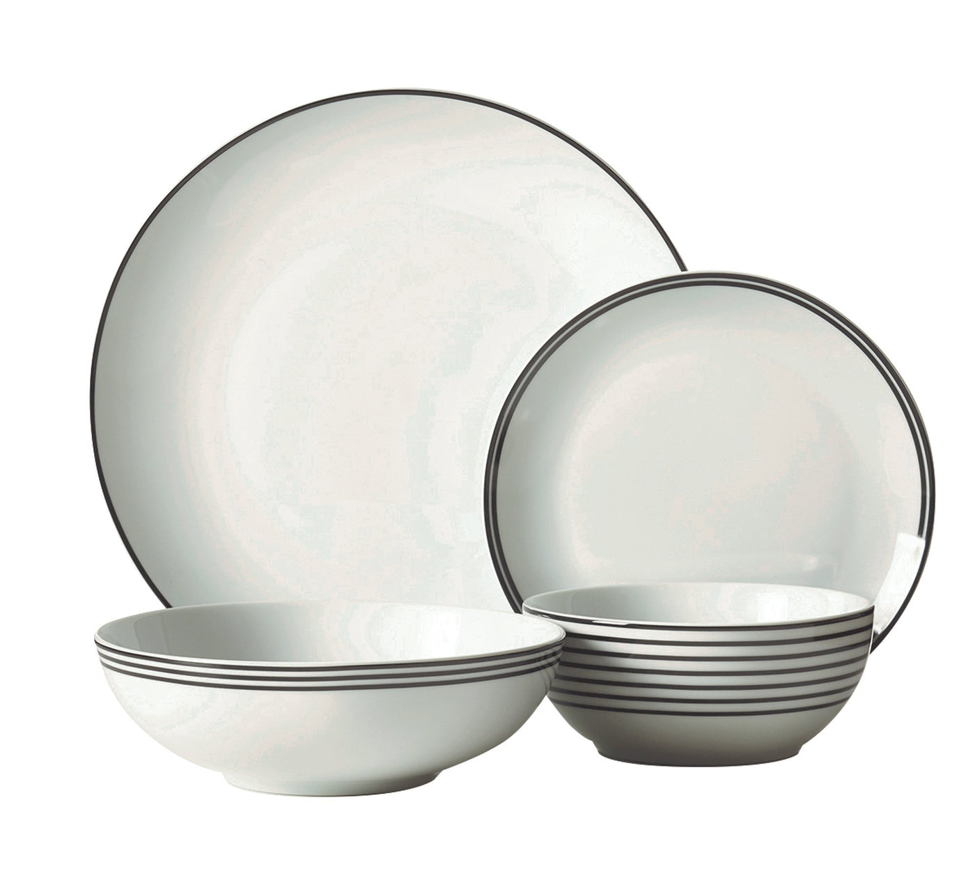 16-Piece Dinnerware Set - White & Black