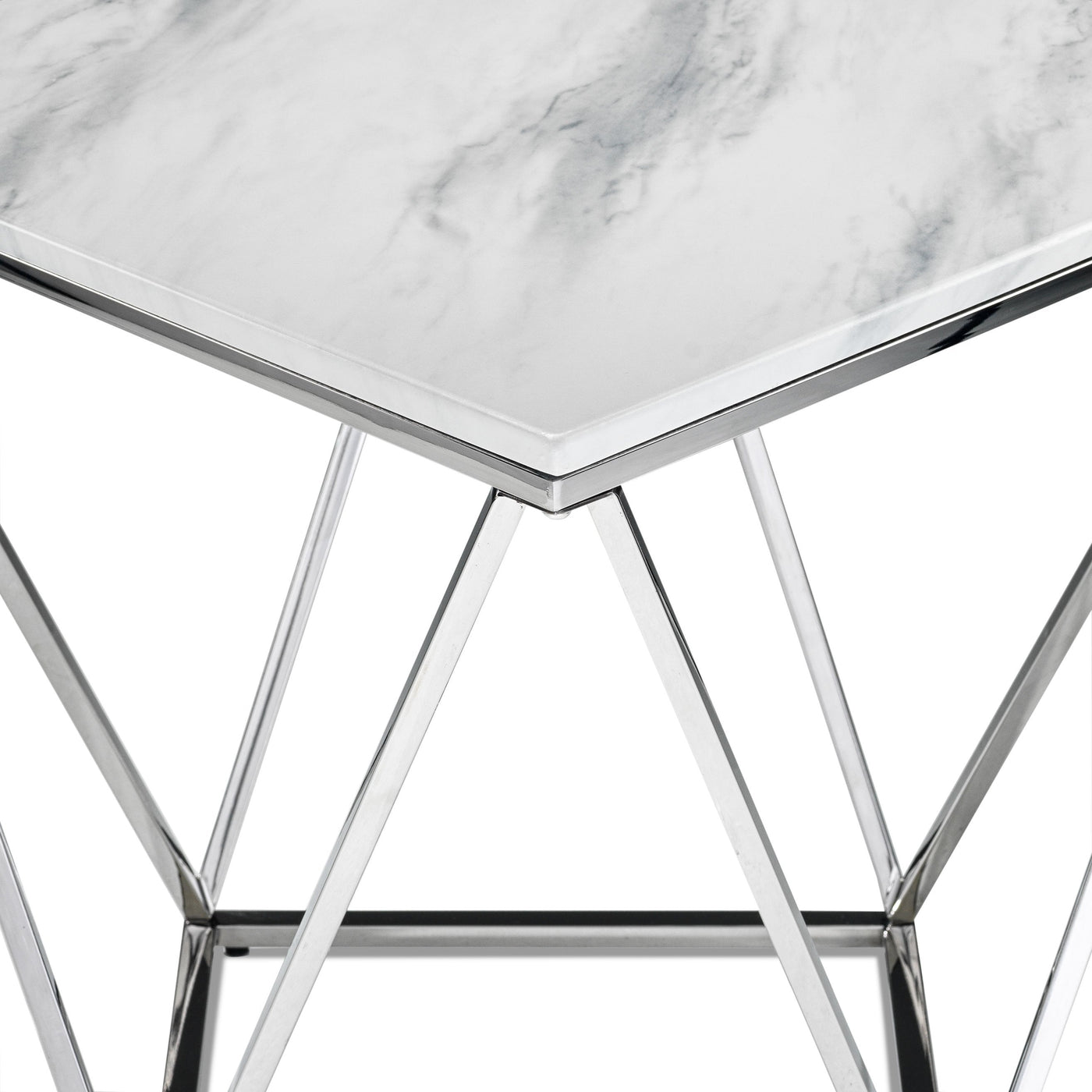 Lynn End Table - Marble and Stainless Steel