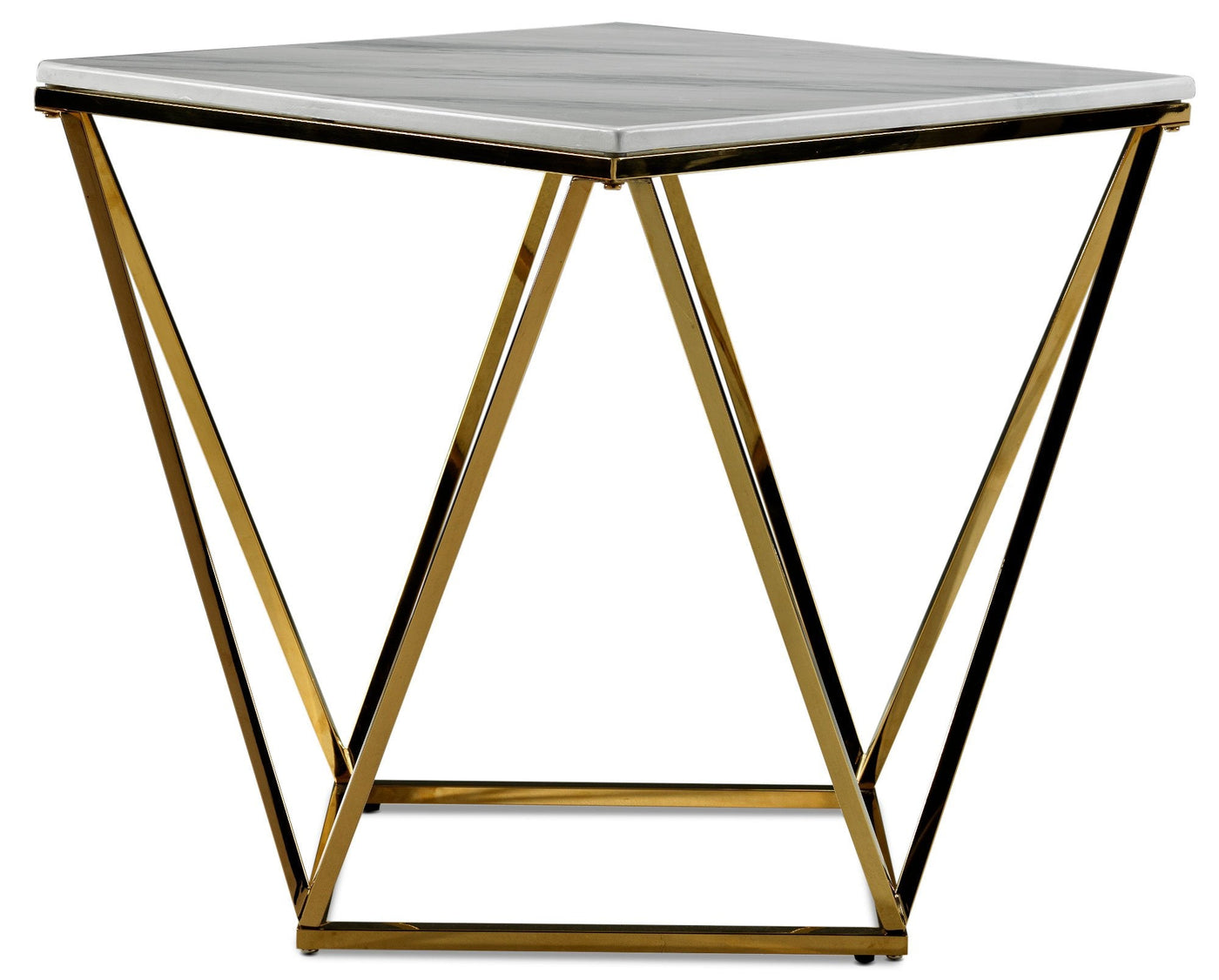 Lynn End Table - Marble and Gold