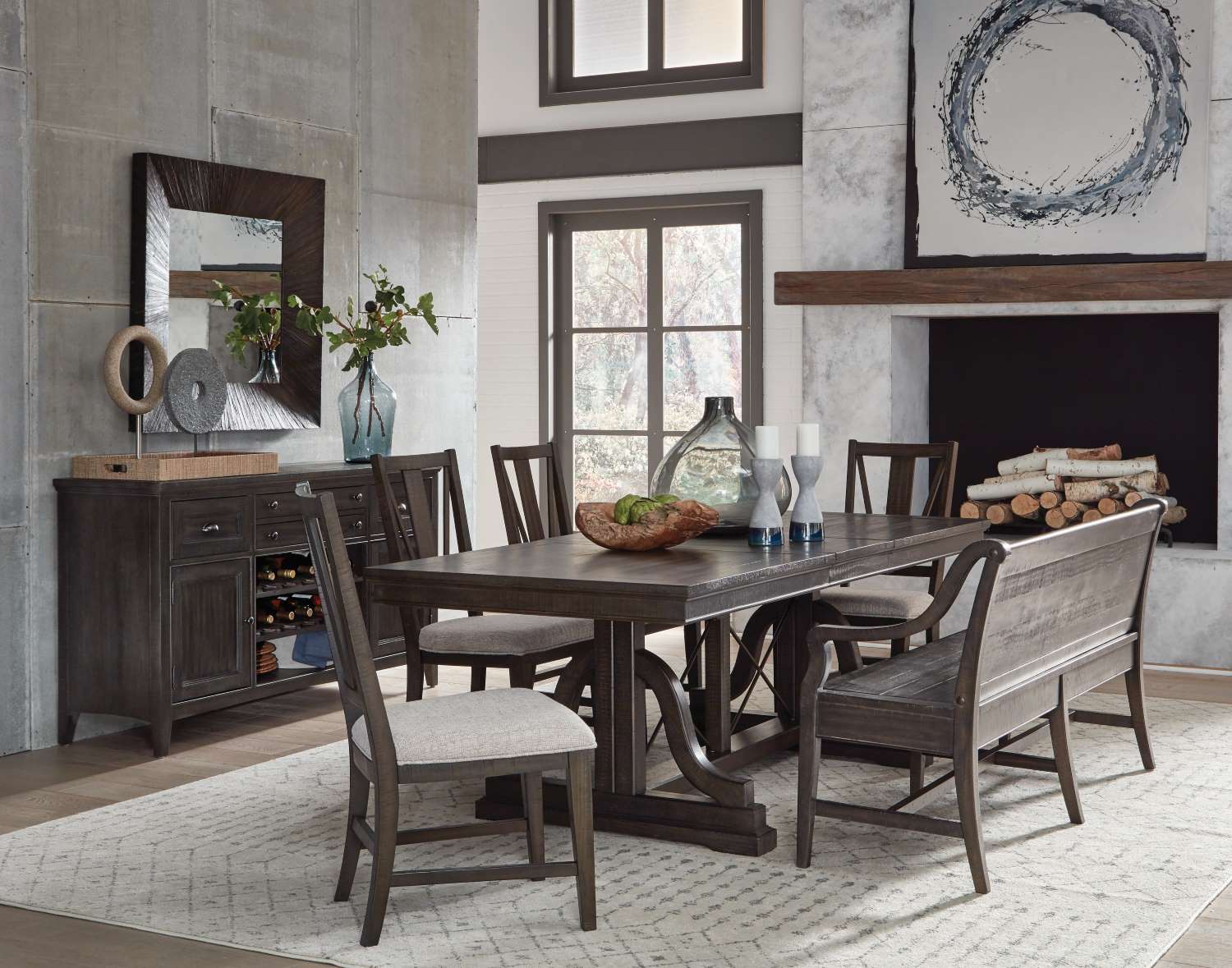 Westley Falls 6-Piece Dining Set with Bench - Brown