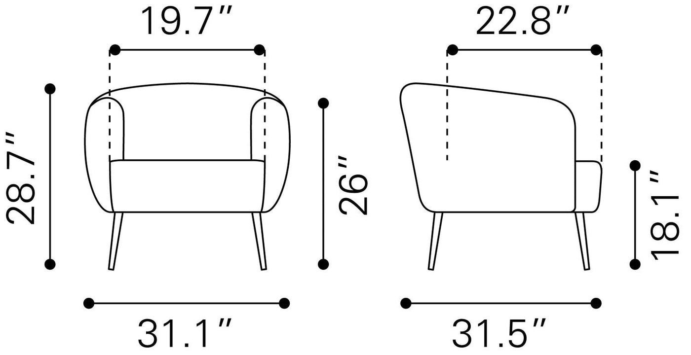 Zurri Modern Pleated Accent Chair - Bottle Green