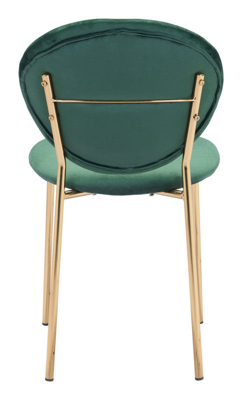 Butik Velvet Dining Chair - Green/Gold - Set of 2