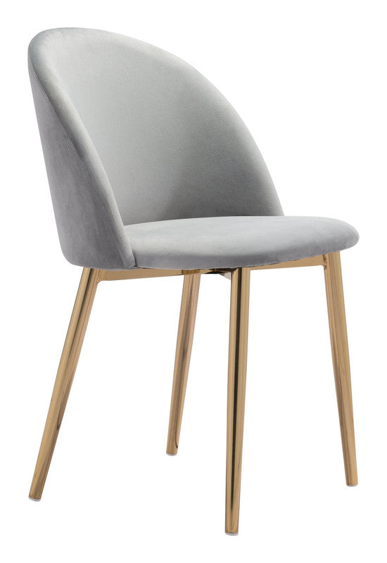 Nezh Elegant Dining Chair - Grey/Gold - Set of 2