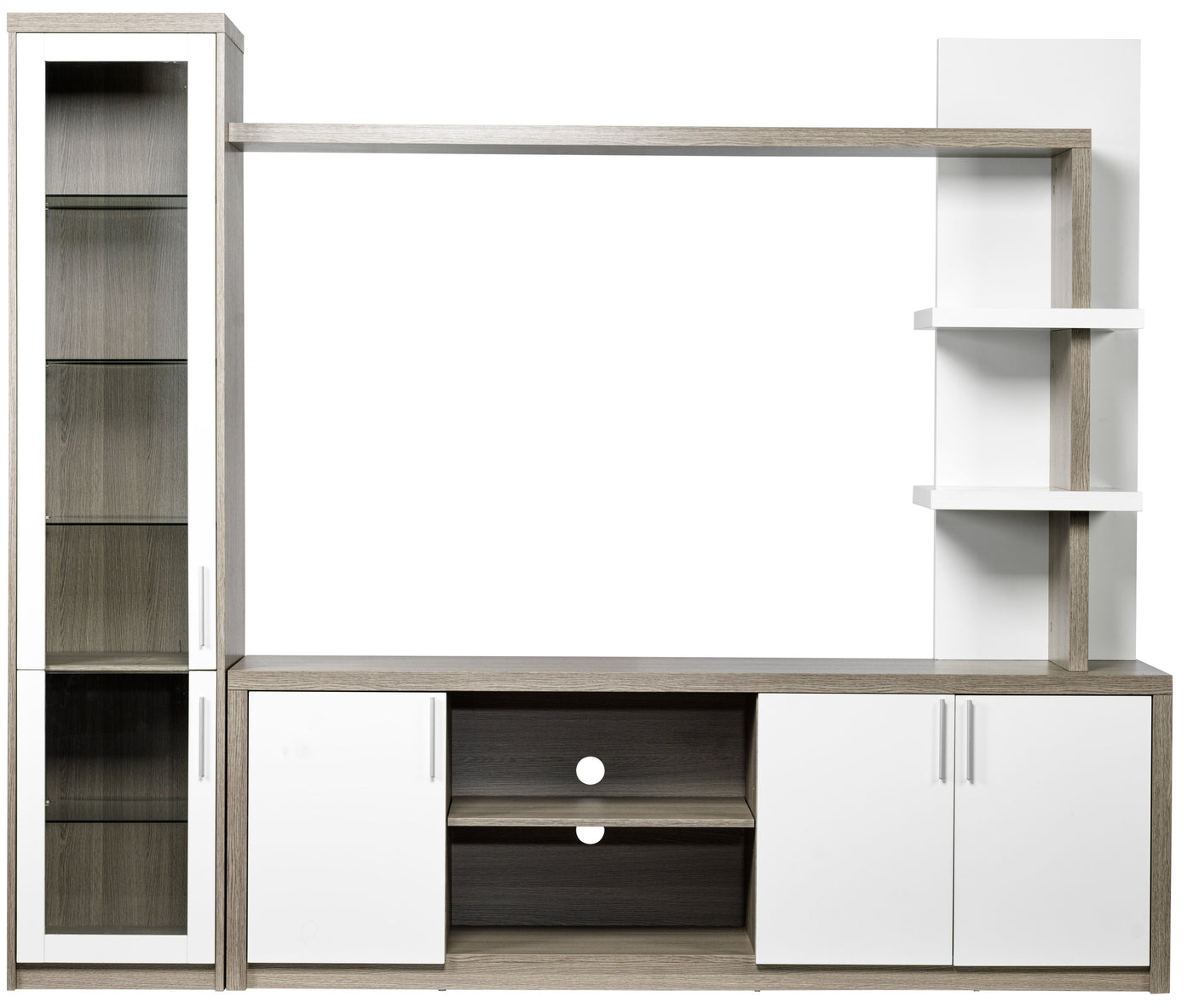 Woodbridge 3-Piece Entertainment Wall Unit - White & Grey