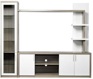 Woodbridge 3-Piece Entertainment Wall Unit - White & Grey