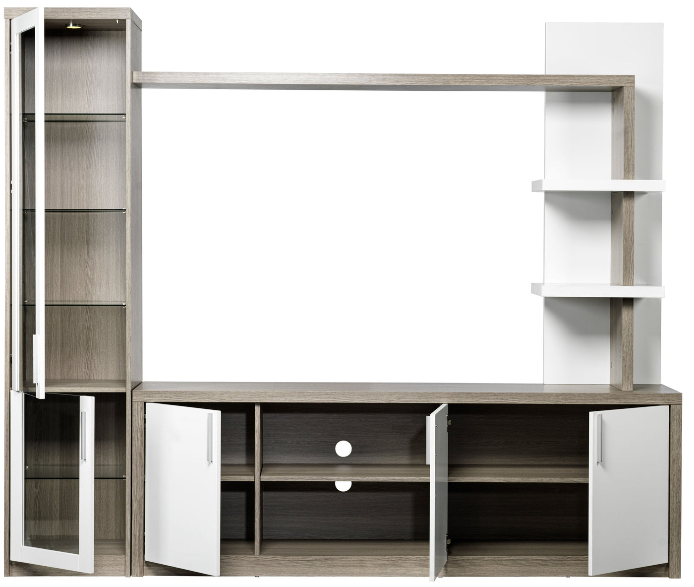 Woodbridge 3-Piece Entertainment Wall Unit - White & Grey