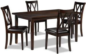 Lauren 5-Piece Dining Set - Dark Brown, Brown