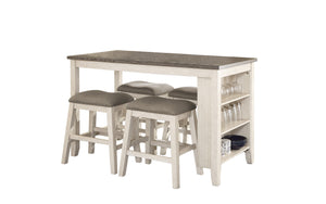 Timbre 5-Piece Counter Height Dining Set - Antique White and Brown