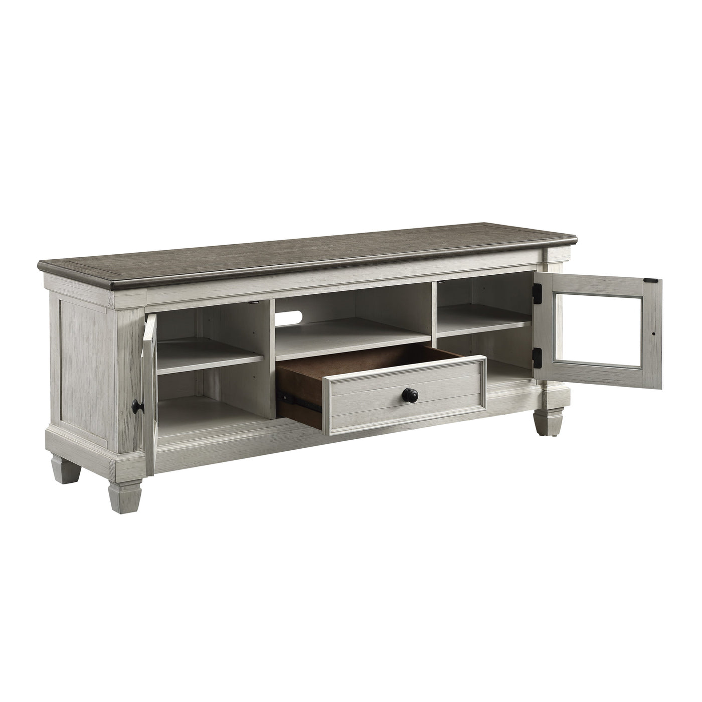 Harold TV Stand - Antique White and Brown